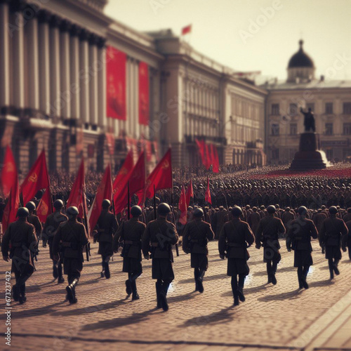 Military parade in an Eastern European country in the years of the Cold War
