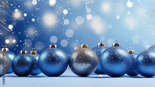Photo of Christmas toys on a shiny background.