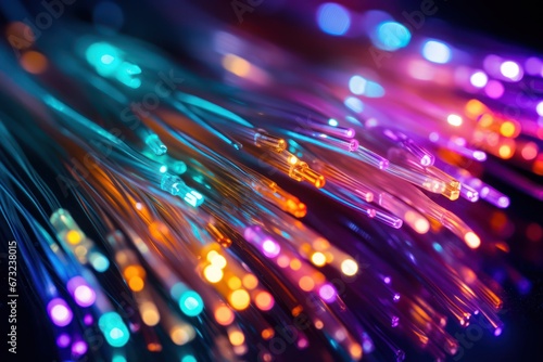 Vibrant Fiber Optics Colorful Technological Background