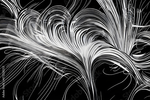 Abstract white smoke with swirls and twist on black background pop art style