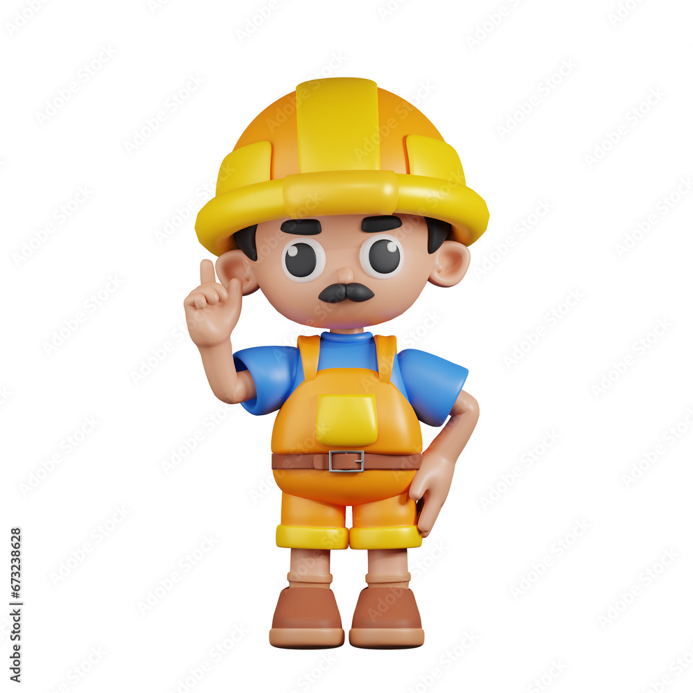 3d Character Builder Pointing Up Pose. 3d render isolated on transparent backdrop. 3d Character Builder Pointing Up Pose. 3d render isolated on transparent backdrop.