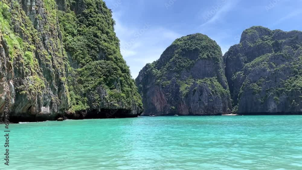 The beach of Maya Bay in Koh Phi Phi Thailand in the morning, empty Maya Bay Koh Phi Phi Krabi Thailand The beach of Maya Bay in Koh Phi Phi Thailand in the morning, empty Maya Bay Koh Phi Phi Krabi Thailand