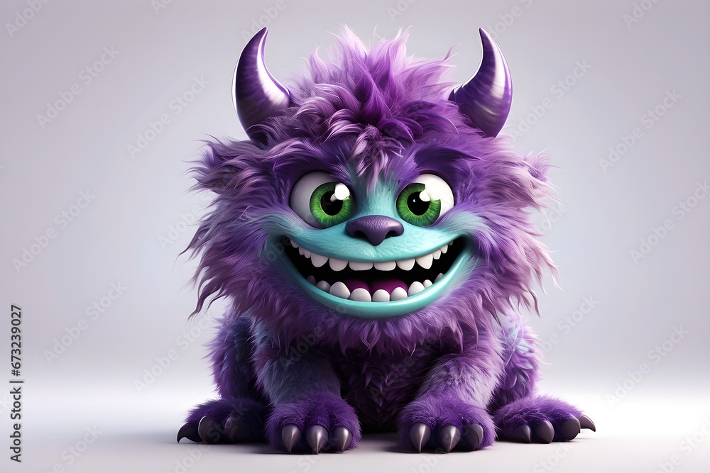 Smiling funny monster cartoon