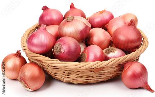 Onions on a white background, studio shot