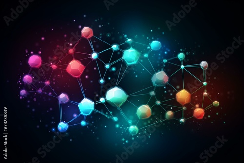 Abstract network. Data concept. Database and intelligence. Colorful illustration. Generative AI