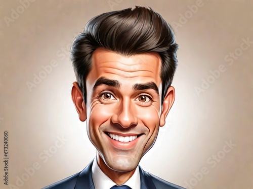 Funny caricature of a young man, realistic photo