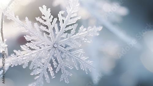 Snowflakes Close-up frost patterns beautiful background. Hello Winter, Merry Christmas, Happy New Year concept. Hoarfrost Ice crystals wallpaper. Frosty transparent snowflake texture.. © Oksana Smyshliaeva