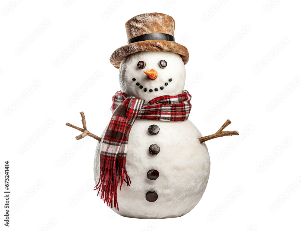 Merry snowman in a hat and scarf, cut out Merry snowman in a hat and scarf, cut out