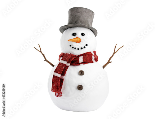 Merry snowman in a hat and scarf, cut out © Yeti Studio