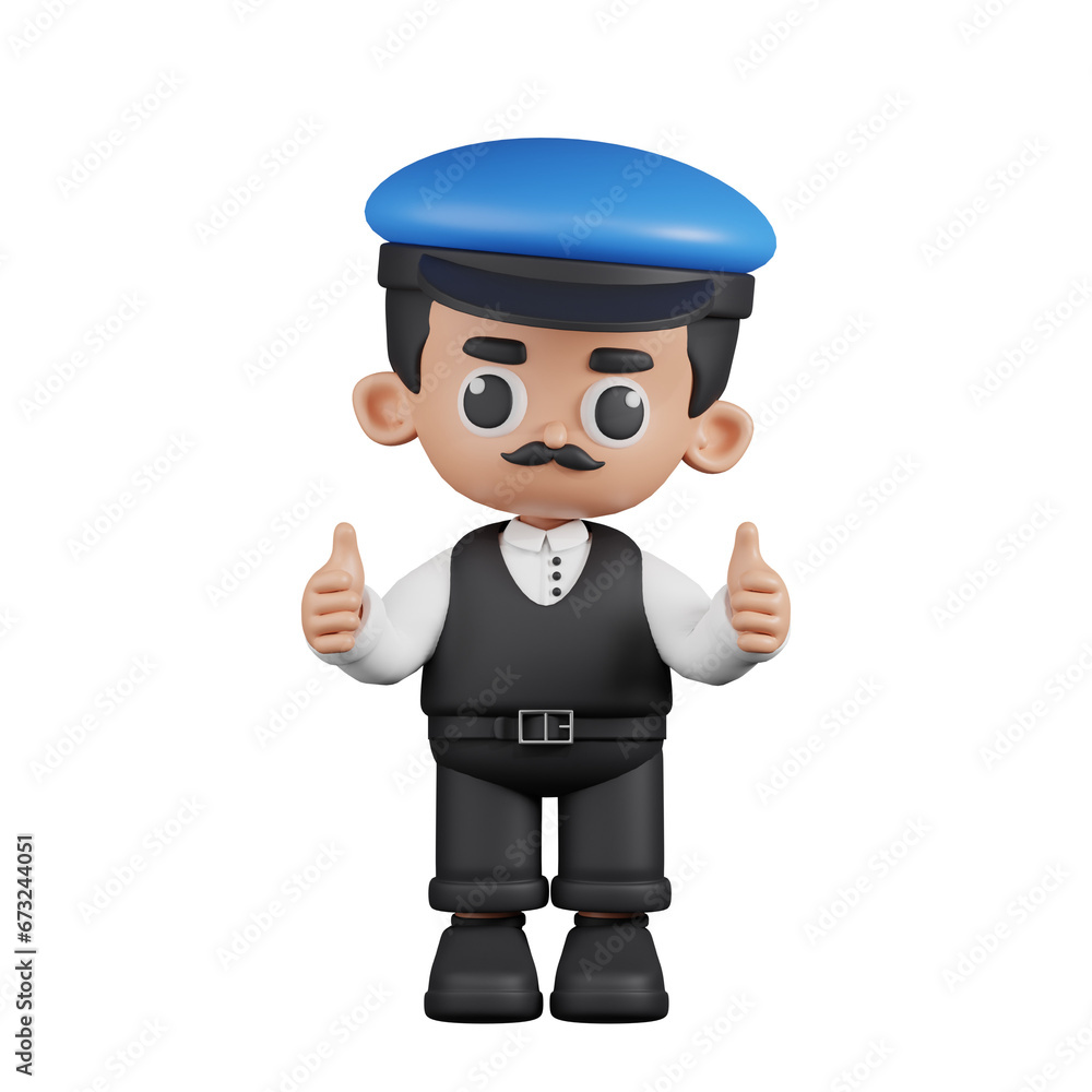 3d Character Driver Giving A Thumb Up Pose. 3d render isolated on transparent backdrop. 3d Character Driver Giving A Thumb Up Pose. 3d render isolated on transparent backdrop.