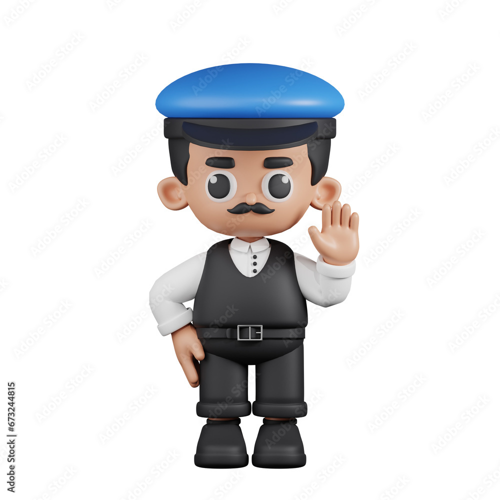 3d Character Driver Hands Up Pose. 3d render isolated on transparent backdrop. 3d Character Driver Hands Up Pose. 3d render isolated on transparent backdrop.