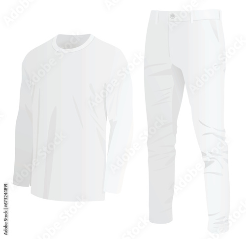 Long sleeve t shirt and chino pants. vector