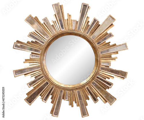 Image of Classic Vintage Sunburst Circle Mirror