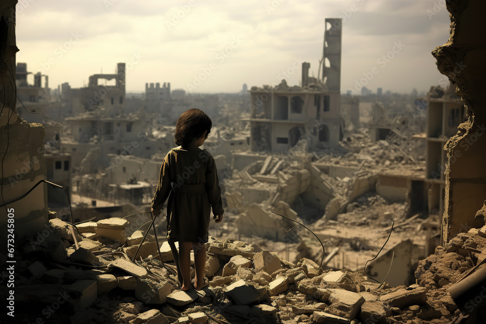 Young Survivors, Children Navigate War-Torn Urban Landscape Young Survivors, Children Navigate War-Torn Urban Landscape