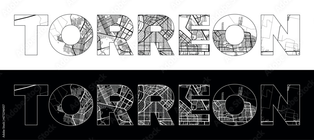 custom made wallpaper toronto digitalTorreon City Name (Mexico, North America) with black white city map illustration vector