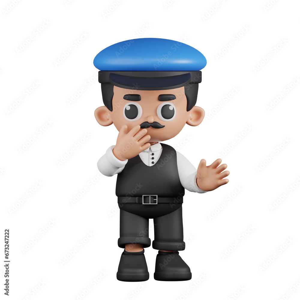 3d Character Driver Surprised Pose. 3d render isolated on transparent backdrop. 3d Character Driver Surprised Pose. 3d render isolated on transparent backdrop.