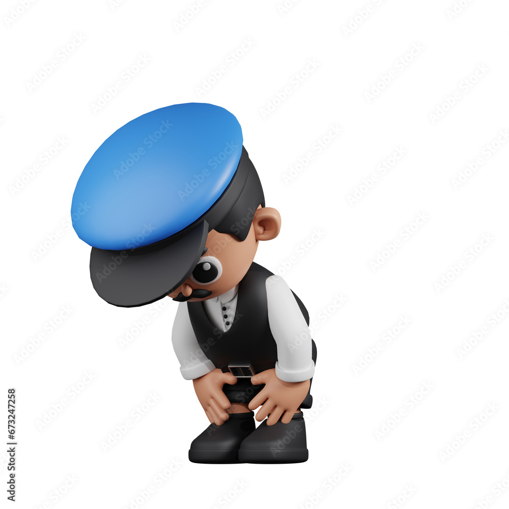 3d Character Driver Taking A Break Pose. 3d render isolated on transparent backdrop. 3d Character Driver Taking A Break Pose. 3d render isolated on transparent backdrop.