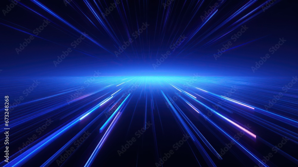 Futuristic dark blue background with speed light effect