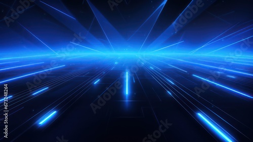 Futuristic dark blue background with speed light effect