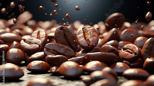 Close Up Coffee Bean Texture on Selective Focus Background