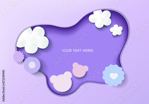 Vector background with cute design in paper cut style..