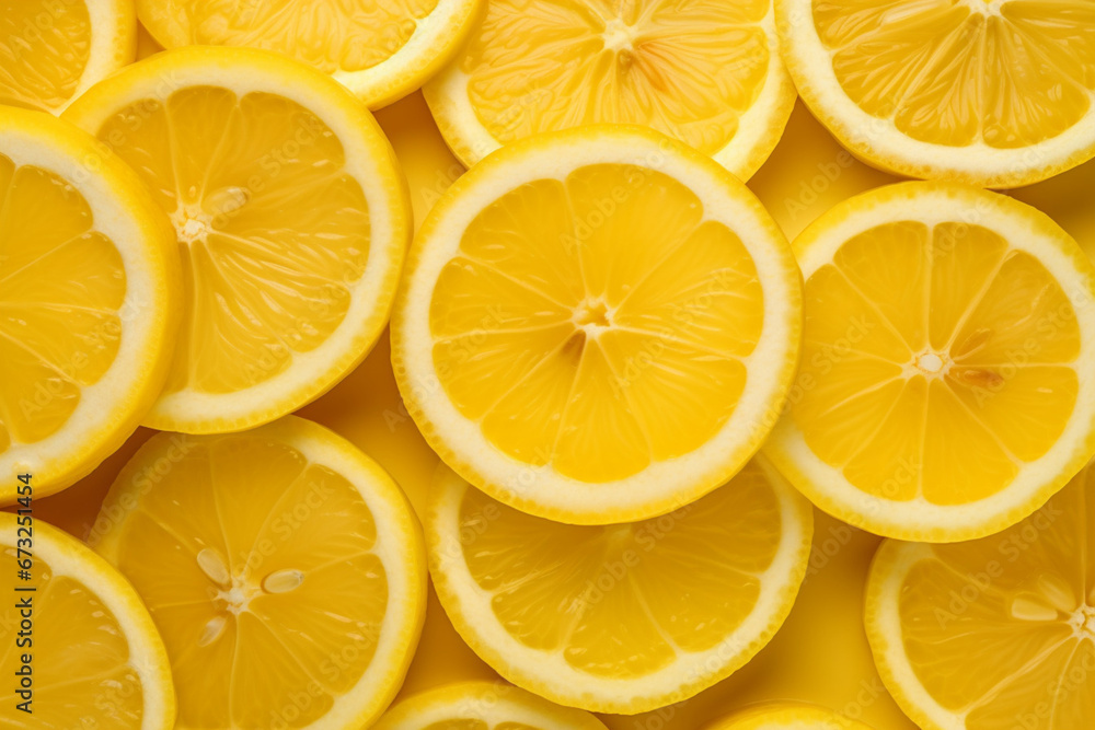 Slices of lemon and lime with green leaves as a background Slices of lemon and lime with green leaves as a background