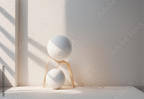abstract background with a glass sphere and a white wall. 3d illustration.abstract background with a glass sphere and a white wall. 3d illustration.white easter eggs with white egg in the room