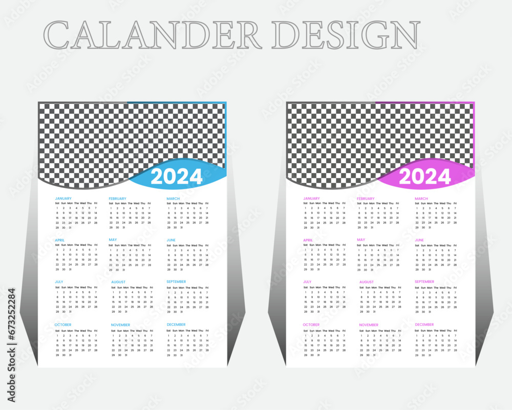 Modern Calander Design 2024 Stock Vector | Adobe Stock