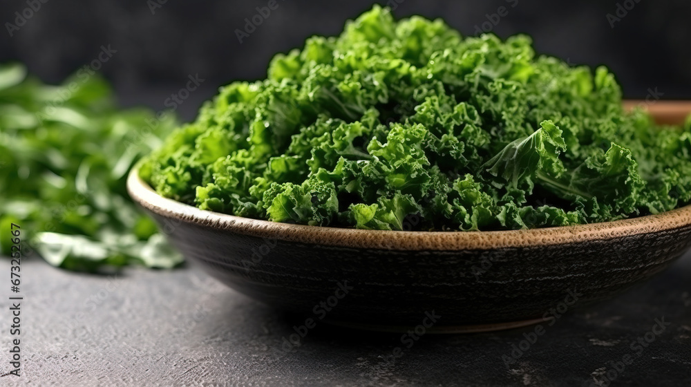 Bunch of Fresh Organic Kale Leaves With Copy Space Grey Background Defocused Bunch of Fresh Organic Kale Leaves With Copy Space Grey Background Defocused