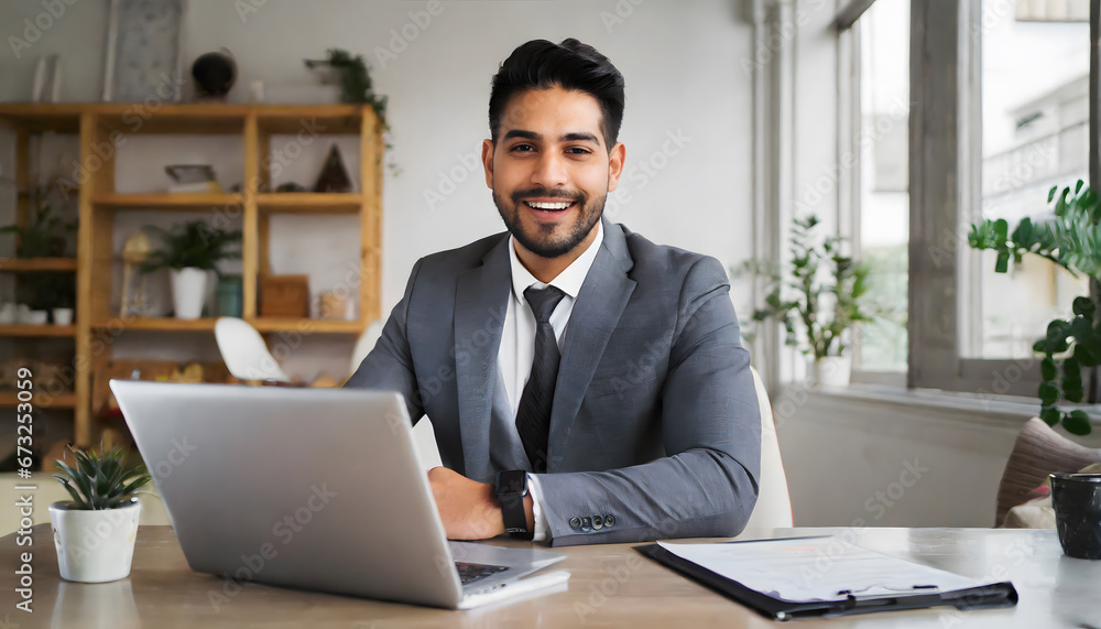 Obraz premium businessman working on laptop computer