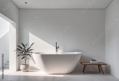 modern bathroom interior design. 3d rendering modern bathroom interior design. 3d rendering white bathroom with white tub  sink  sink and round window. 3d rendering