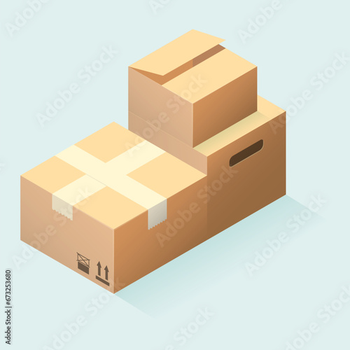 Set of cardboard boxes for packaging