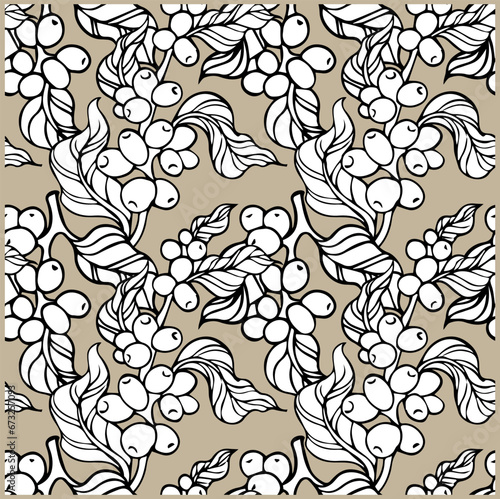 pattern seamless of flora coffee plant for fabric textile, backdrop, art sketch, background wallpaper, cafe decorative, illustration cover, vintage menu, arabica antique.