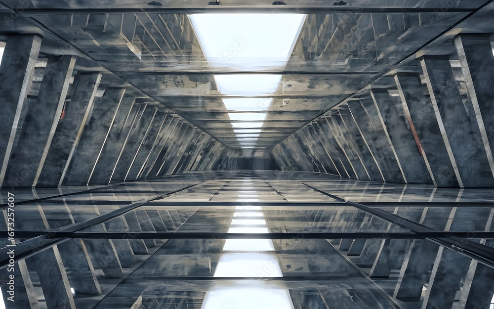 Obraz premium 3d render modern futuristic geometric architecture building black grey white ai generative 