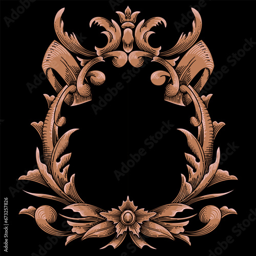 Frame vector classic vintage engraving style 