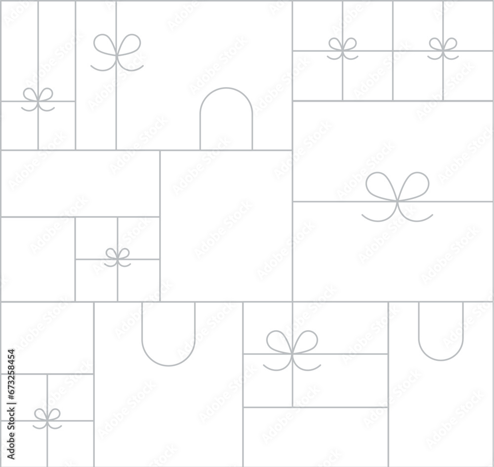 Art deco present composition drawing in linear style on white background