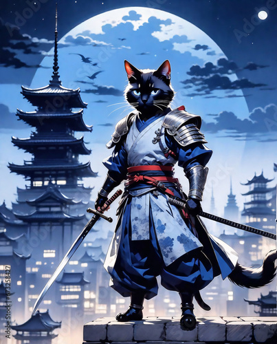 cat samurai warrior