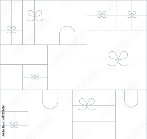 Art deco present composition drawing in linear style on white background