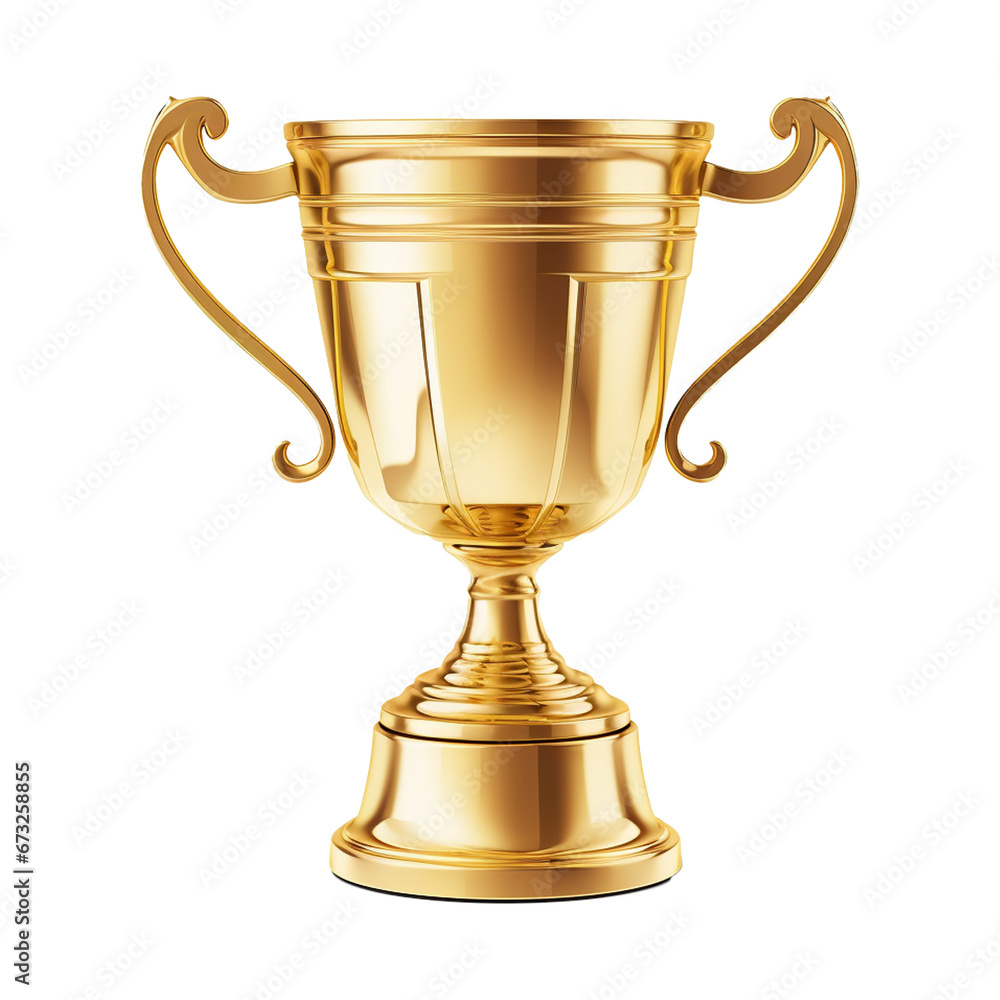 First prize trophy award isolated on white transparent background. Created with generative AI First prize trophy award isolated on white transparent background. Created with generative AI