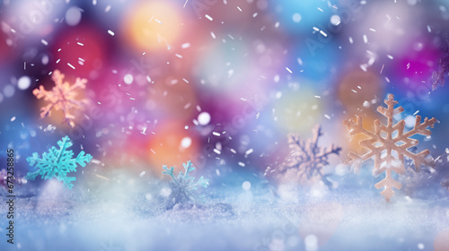 Christmas background snowflakes on bokeh background. © Анастасия Козырева