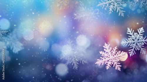 Winter background snowflakes on bokeh background. © Анастасия Козырева