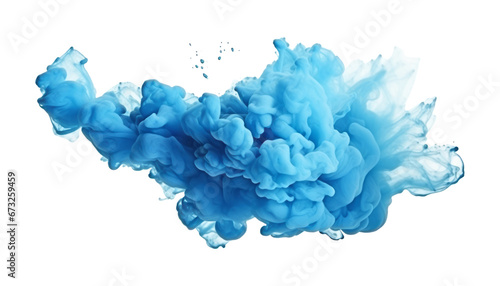blue smoke splashes isolated on transparent background cutout