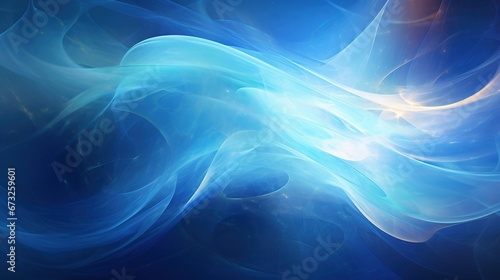 Abstract cosmic fractal artwork with dynamic blue waves on a captivating space-themed backdrop.