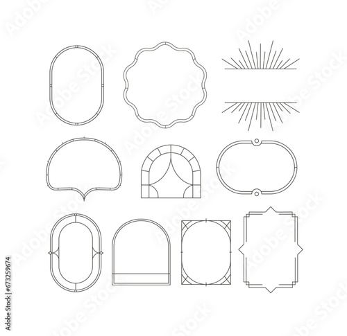 Obraz na płótnie Art deco frames drawing in linear style on white background. w salonie