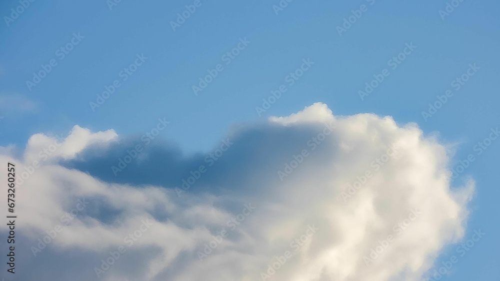 Picture of a beautiful, clear blue sky with white, soft, cotton-like clouds scattered throughout Picture of a beautiful, clear blue sky with white, soft, cotton-like clouds scattered throughout