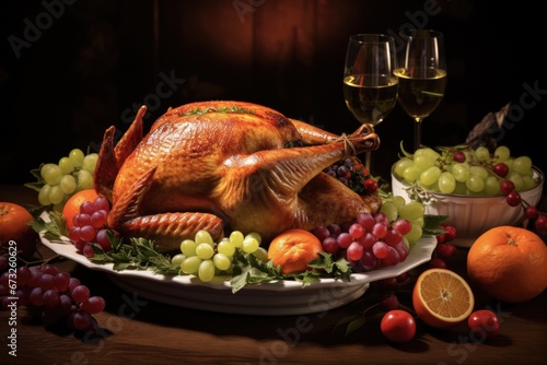 Thanksgiving Feast: Roasted Turkey, Traditional Dinner, and Holiday Fare