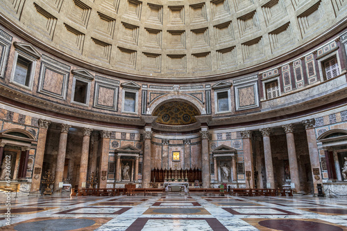 Photography Pantheon, temple of all gods. Interior, main altar. Rome, Italy