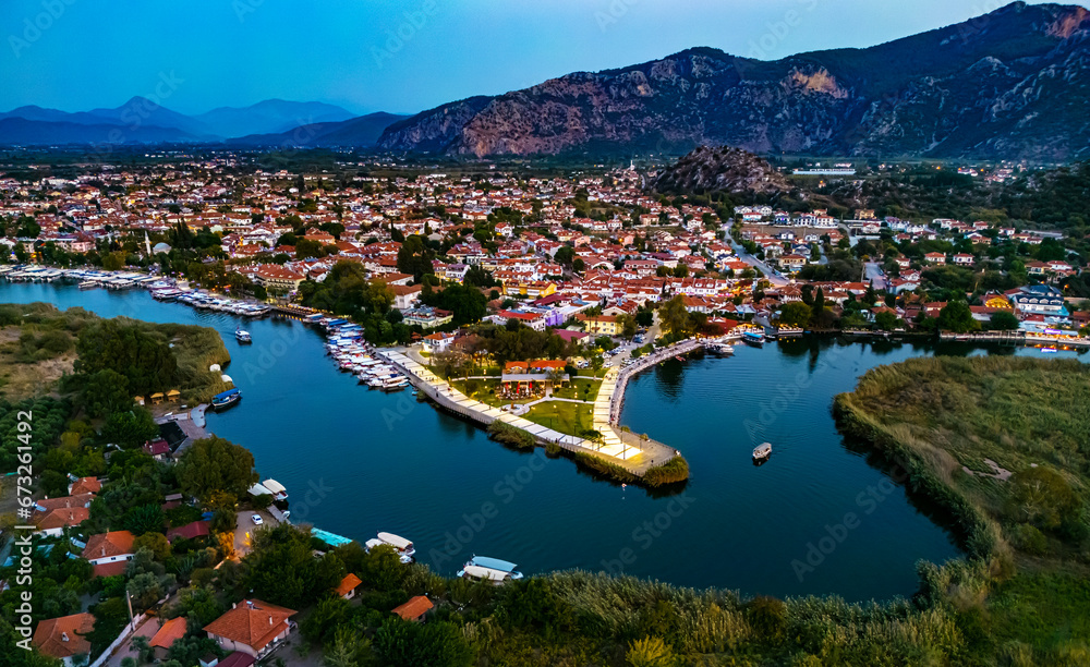 Aerial view of Dalyan in Mugla Province, Turkey