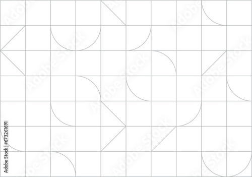 Linear seamless art deco pattern drawing in linear style on white background