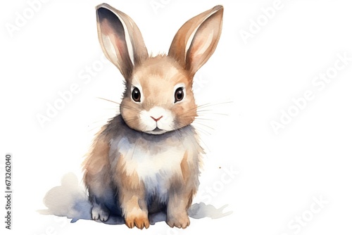 Adorable Watercolor Easter Bunny in Cartoon Style © Francesco